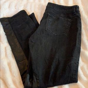 Black jeans with faux leather